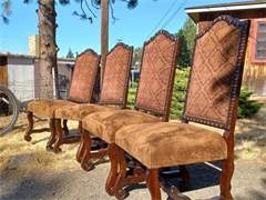 Four very nice chairs. Suede seats, woven backs.