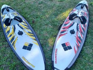 Two matching Quattro windsurfboards/fins Excellent
