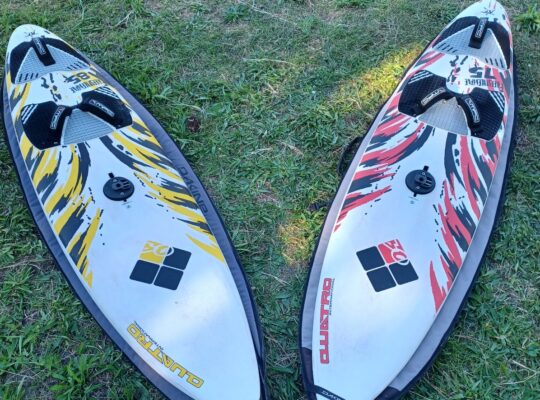 Two matching Quattro windsurfboards/fins Excellent