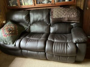 87 inch leather like dark brown couch