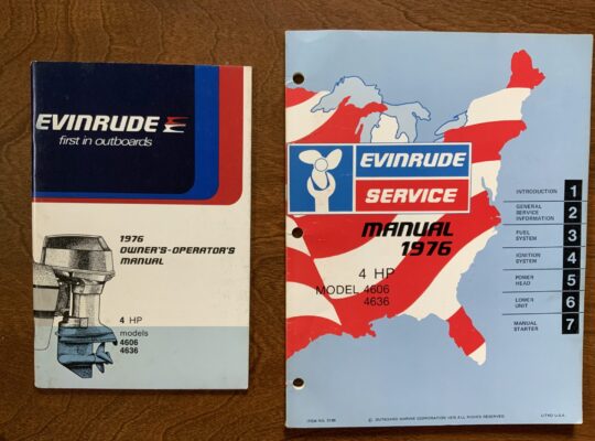 4 HP EVINRUDE OUTBOARD MOTOR-MARINE GAS CAN-MANUAL