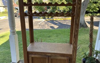 Solid White Oak beverage, wine, and glass cabinet